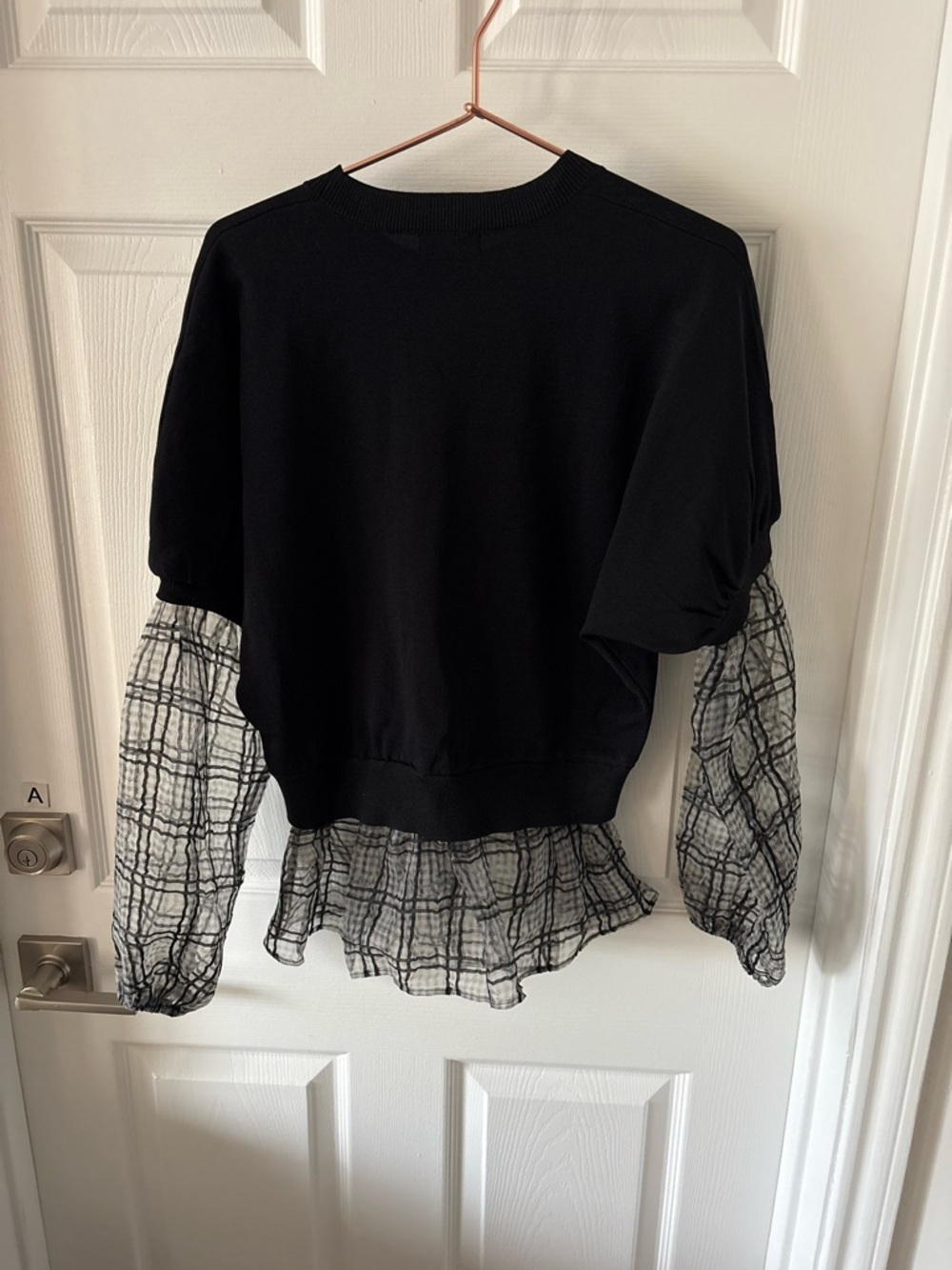 Current Air Plaid Woven Mix Sweater Top Size M - Picture 3 of 5